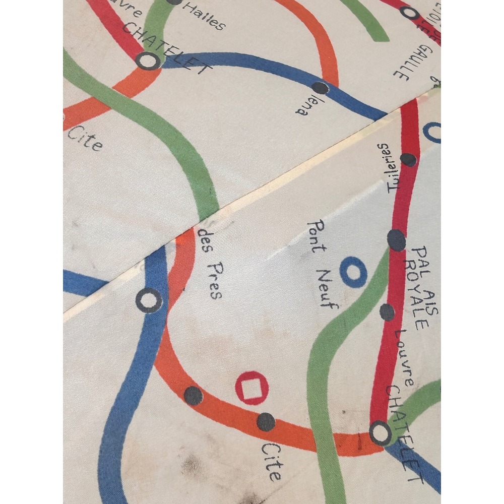 Vintage Metropolitain de Paris Metro Map Umbrella Paris Subway Print Cream - Picture 5 of 12